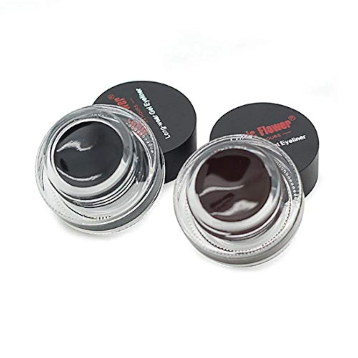 2 in 1 Black and Brown Gel Eyeliner Set Water Proof Smudge Proof, Last for All Day Long, Work Great with Eyebrow, 2 Pieces Eye Makeup Brushes Included