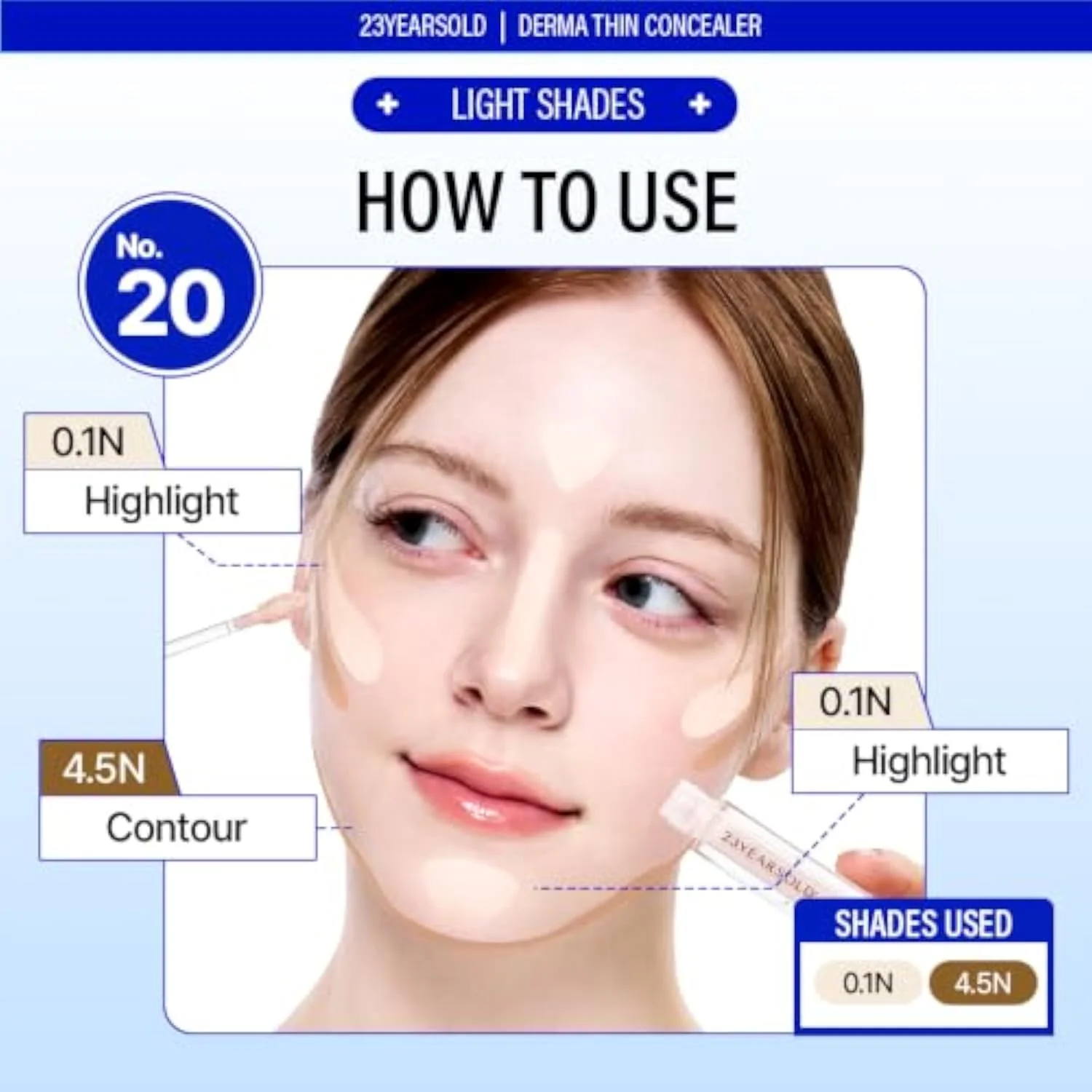 [23YEARSOLD] Derma Thin Concealer #2.5O (Olive Beige) – Sensitive-Skin Friendly, Lightweight & Long-Lasting with Redness-Soothing SWEETONE Formula for a Natural Finish, Eas
