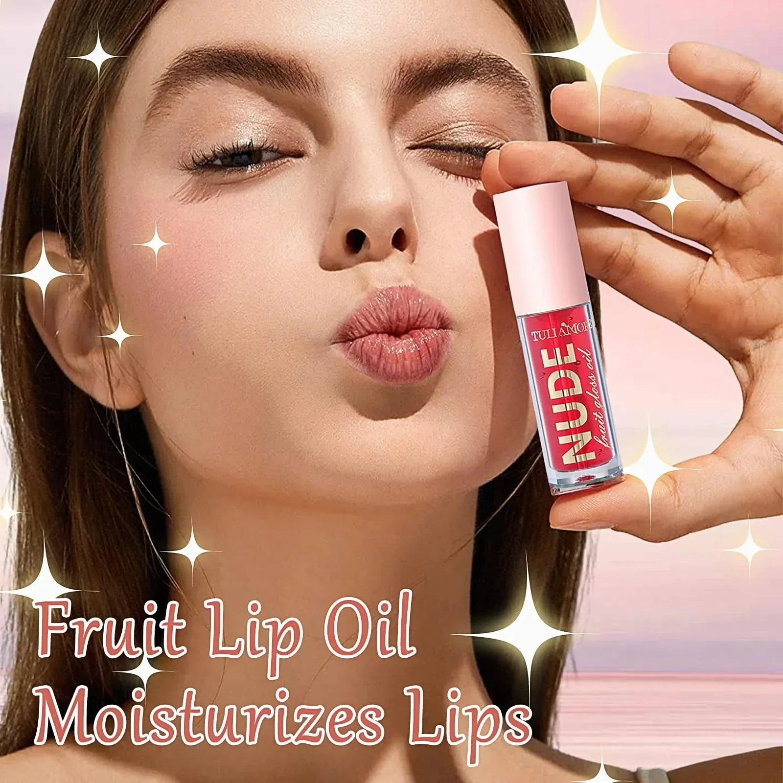 4Pcs Fruit Color Changing Lip Gloss Lipstick Set, Coconut Strawberry Orange Apple