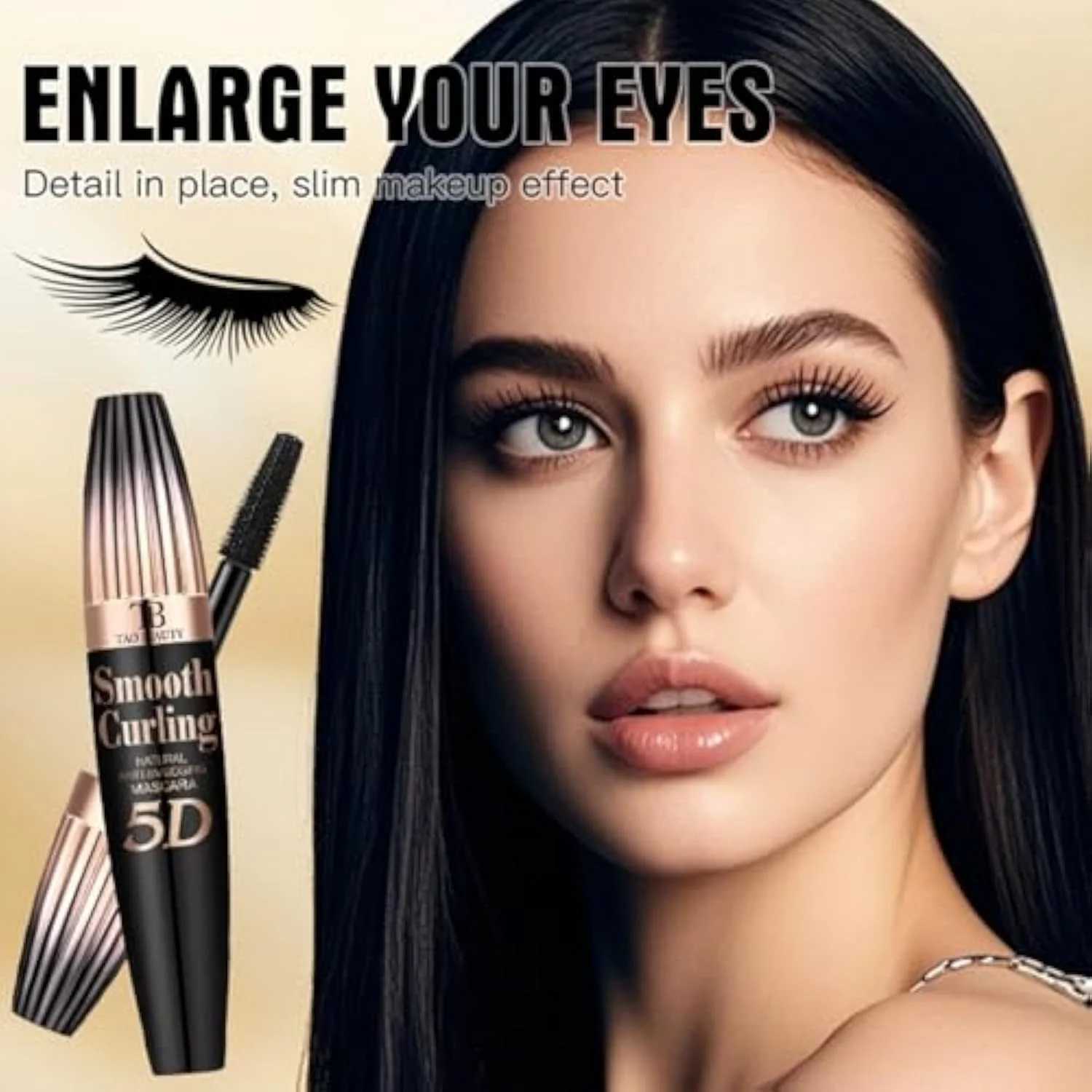 5D Fiber Mascara for Lengthening & Volumizing, Waterproof Smudge-Proof Mascara Buildable for Dramatic False Lash Effect, Clump-Free & Flake-Free