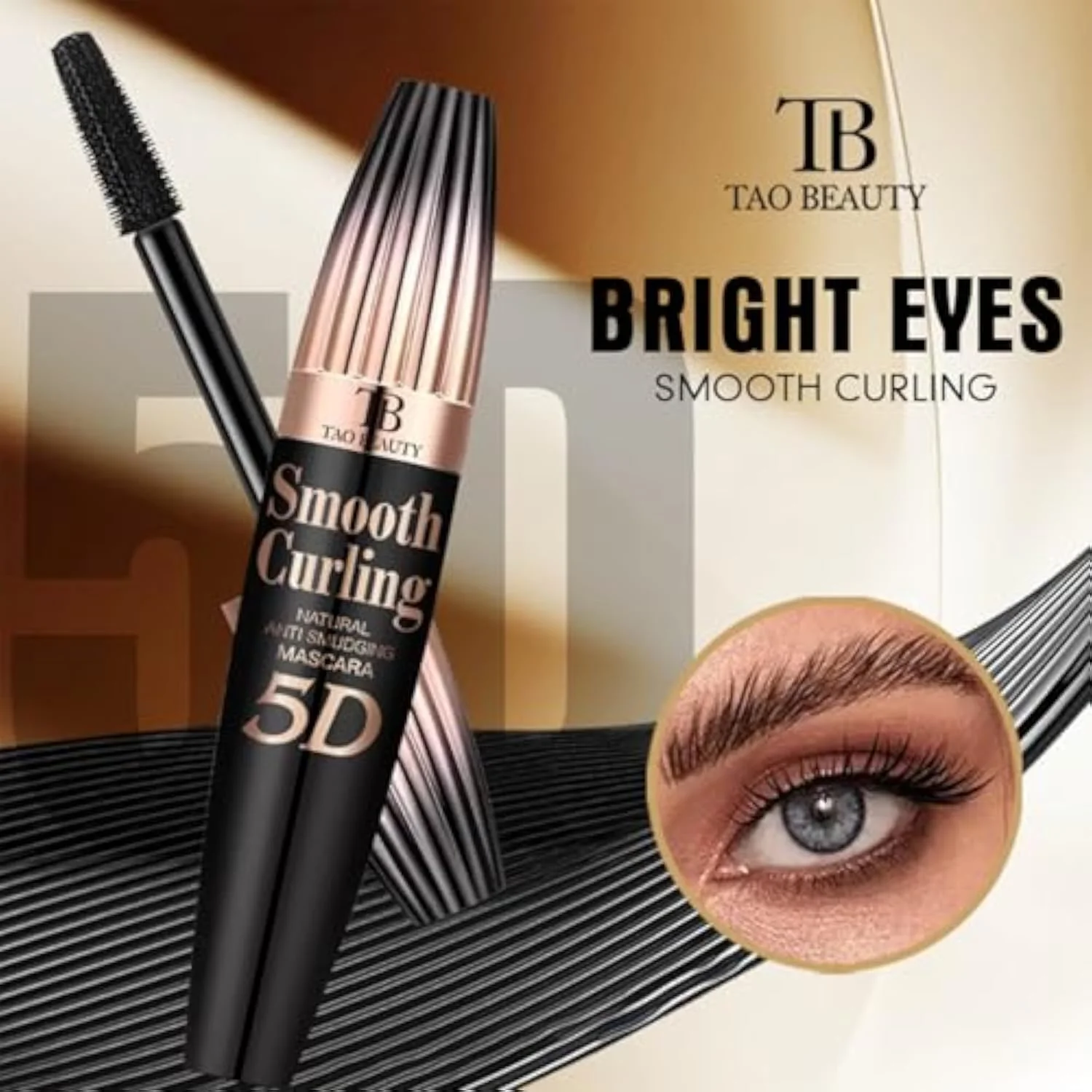 5D Fiber Mascara for Lengthening & Volumizing, Waterproof Smudge-Proof Mascara Buildable for Dramatic False Lash Effect, Clump-Free & Flake-Free