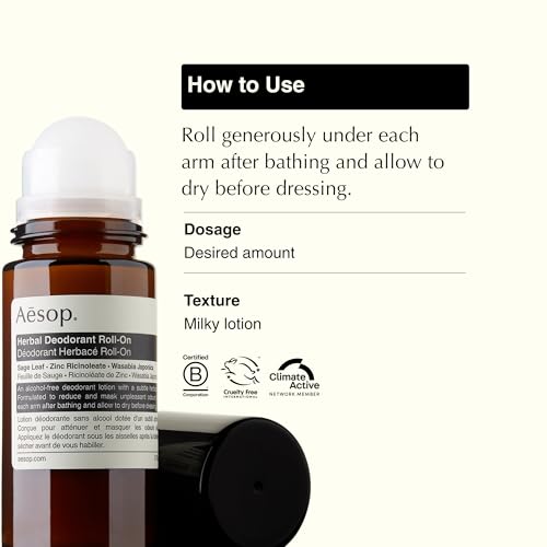 Aluminum Free Herbal Deodorant Roll On for Women & Men | Sage Leaf & Zinc Reduces Odor