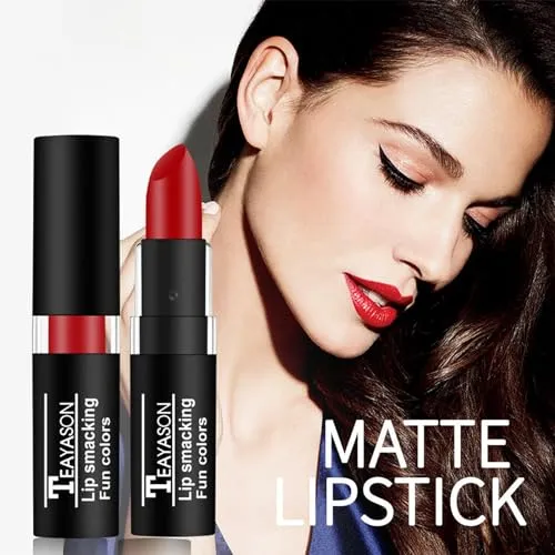 Blue Matte Lipstick Makeup, Long-Lasting Non-Stick Cup Goth Lip Gloss, Vintage Lipstick Cosmetics Party Makeup Gift, Professional Foundation High Impact Color for Women Hallo