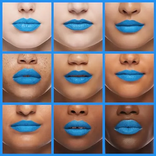 Blue Matte Lipstick Makeup, Long-Lasting Non-Stick Cup Goth Lip Gloss, Vintage Lipstick Cosmetics Party Makeup Gift, Professional Foundation High Impact Color for Women Hallo