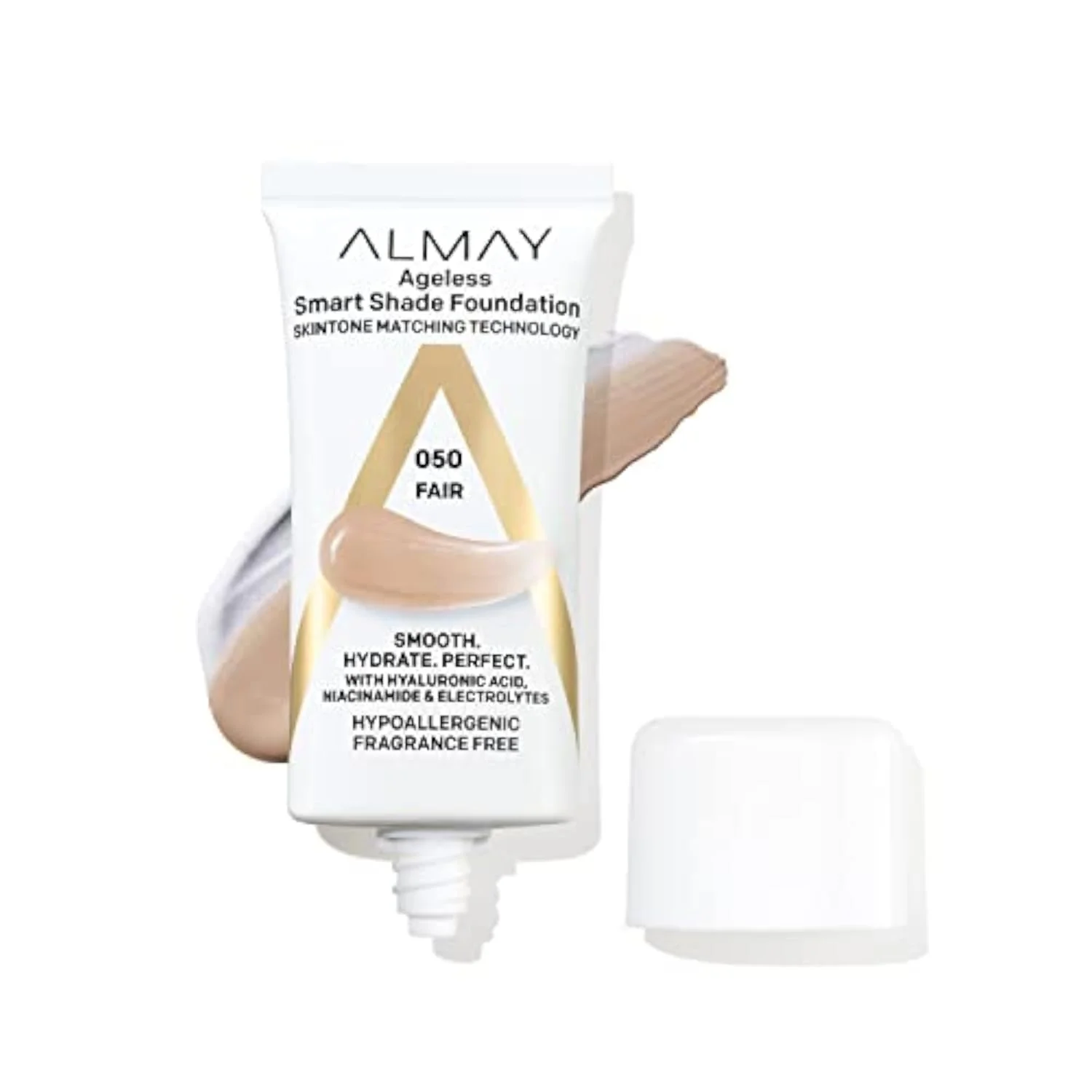 Anti-Aging Foundation, Smart Shade Face Makeup with Hyaluronic Acid, Niacinamide, Vitamin C & E, Hypoallergenic-Fragrance Free, 050 Fair, 1 Fl Oz (Pack of 1)