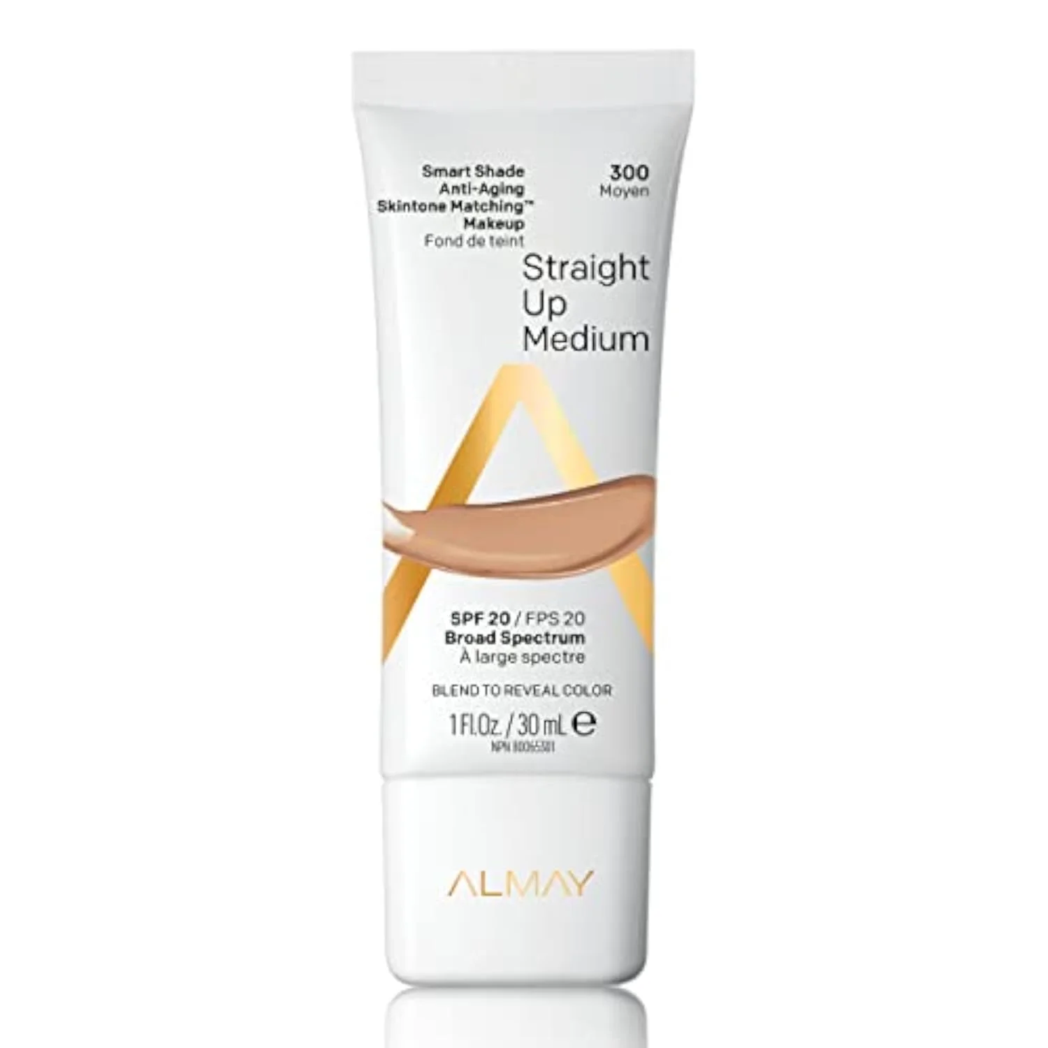 Anti-Aging Foundation, Smart Shade Skintone Matching Makeup, Natural Finish with SPF 20, HypoallergenicFragrance Free, Dermatologist Tested, 300 Straight Up Medium, 1 Oz