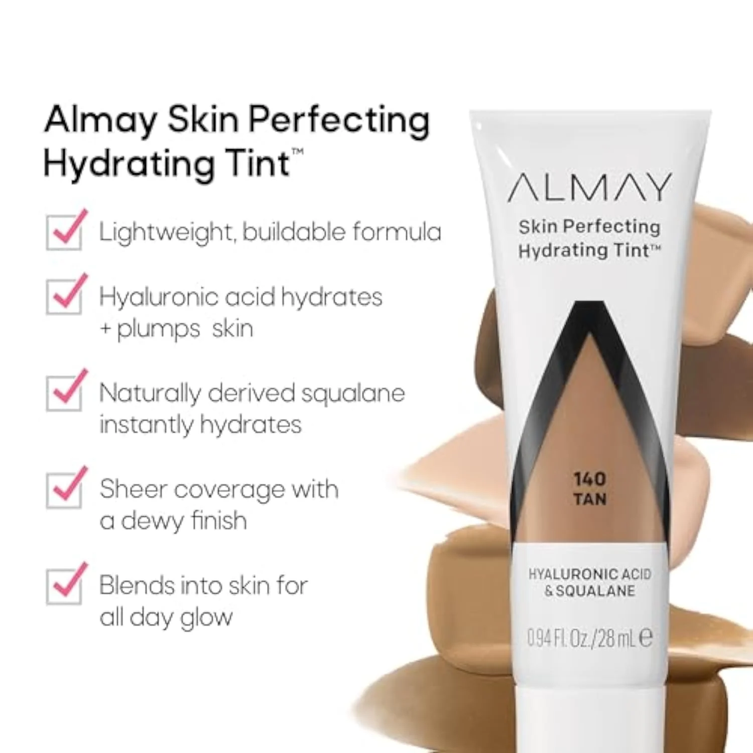 Hydrating Liquid Foundation Tint, Lightweight with Light Coverage, Naturally Dewy Finish, Hypoallergenic, Dermatologist TestedFragrance Free, 100 Ivory, 0.94 fl oz.