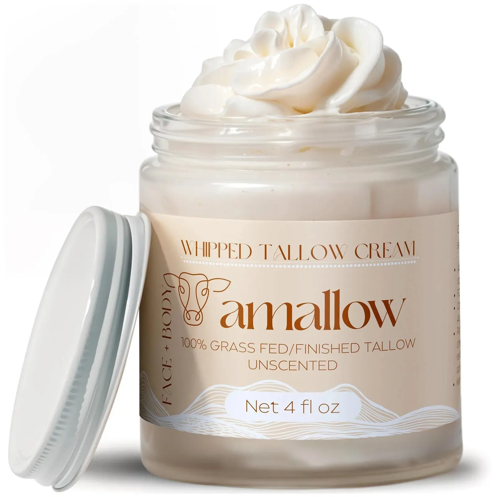 100% Grass Fed Beef Tallow for Skin Care (Clean Cloud)