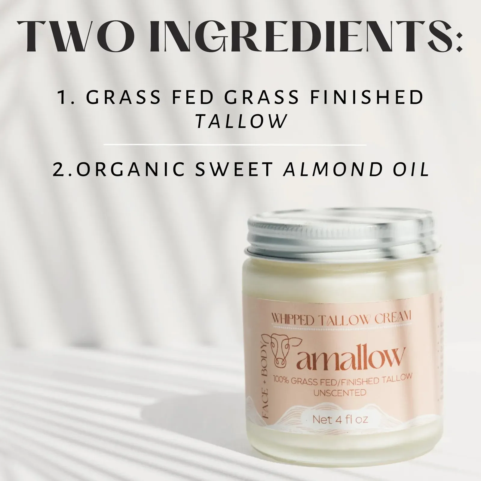 100% Grass Fed Beef Tallow for Skin Care (Vanilla Latte)