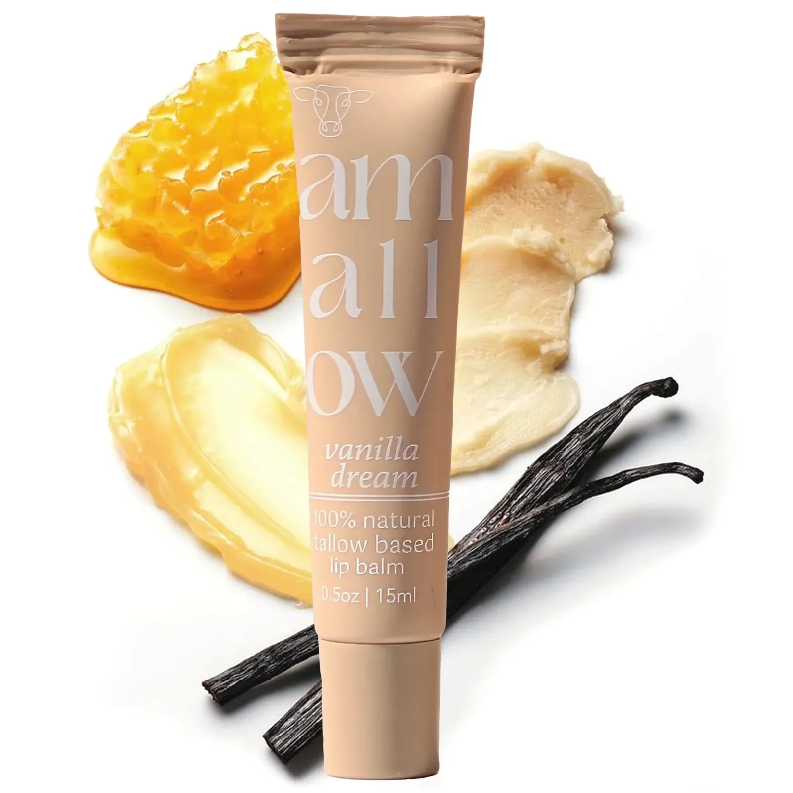All Natural Tallow Lip Balm Squeezable Tube (Vanilla Dream)