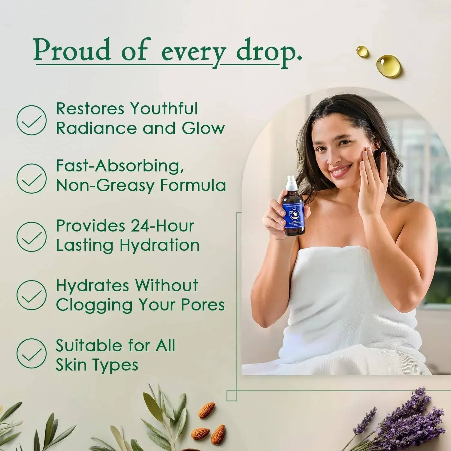 Body Oil - Organic After Shower Face Oil & Body Moisturizer for Dry Skin