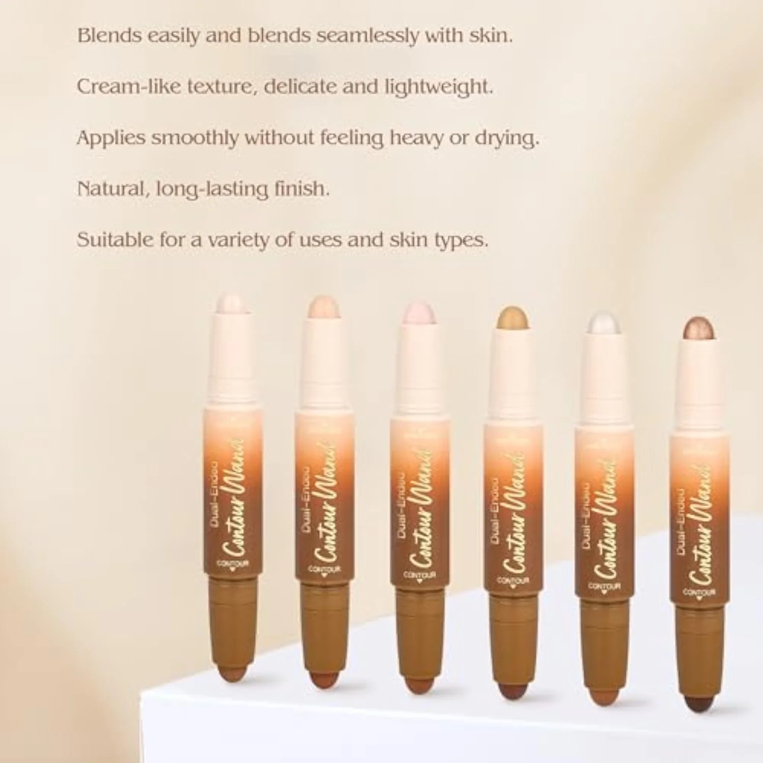 Contour Highlighter Stick，2-in-1 Dual-Ended Cream Bronzer & Highlighter Sticks Pen for Face Body Contouring Makeup- Buildable，Waterproof, Easy to Apply Suitable for Beginne