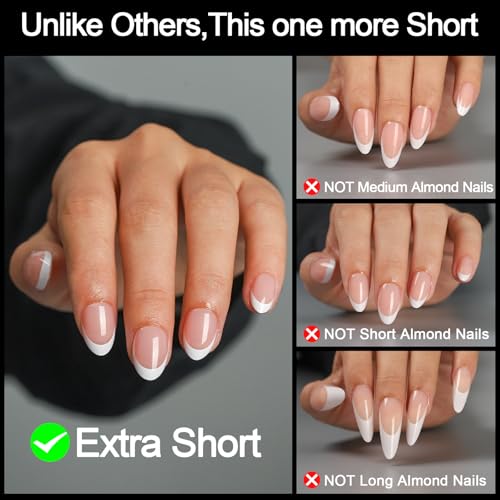 16 Sizes French Tip Extra Short Almond Press On Nails