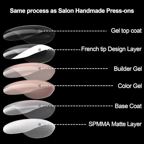16 Sizes French Tip Extra Short Almond Press On Nails
