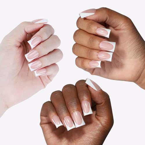 16 Sizes French Tip Short Duck Press on Nails