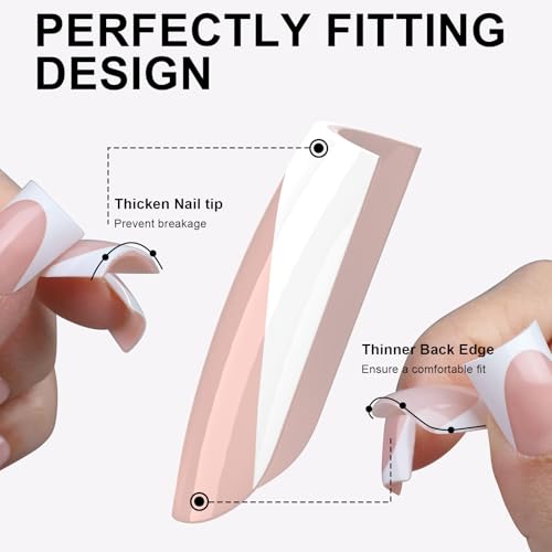 16 Sizes French Tip Short Duck Press on Nails