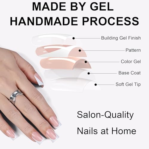 16 Sizes French Tip Short Duck Press on Nails