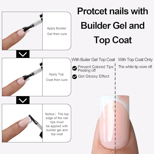 300Pcs Sharp Square French Tip Press On Nails-Anyos Gel Nail Tips Short