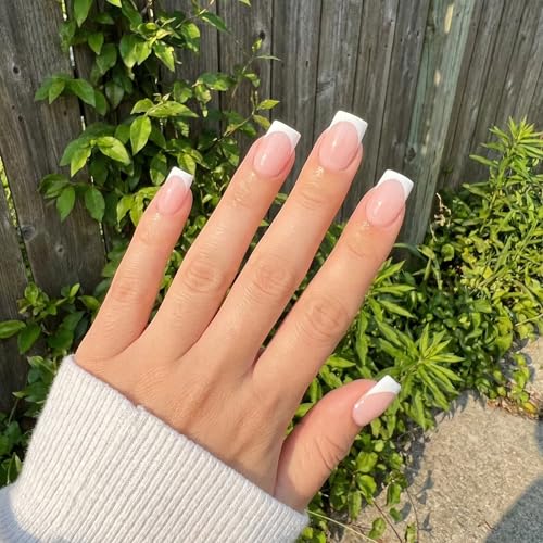 300Pcs Sharp Square French Tip Press On Nails-Anyos Gel Nail Tips Short