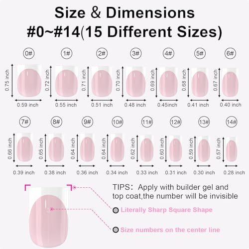 300Pcs Sharp Square French Tip Press On Nails-Anyos Gel Nail Tips Short