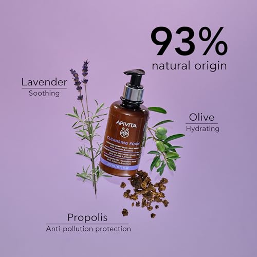 Cleansing Foam, Hydrating & Soothing Cleansing Creamy Foam for Face & Eyes with Olive, Lav