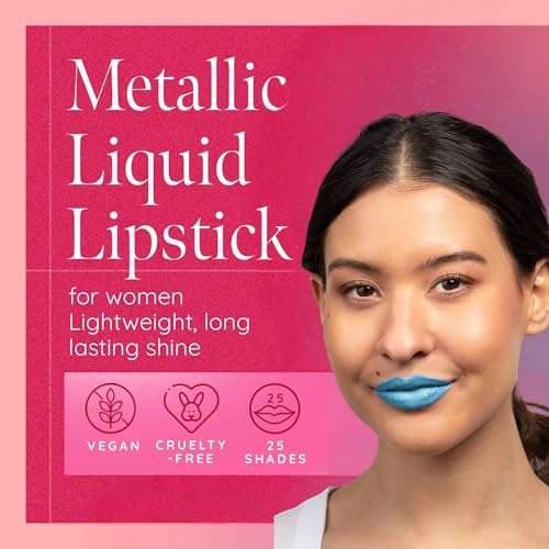 Aromi Metallic Liquid Lipstick | Smudge and Transfer Proof, Bright Blue 