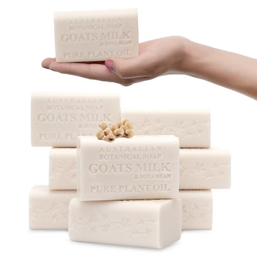 Australian Botanical Soap 6.6 OZ, Pack of 8, Goat Milk Soap Bars with Soya Bean Oil, Enric