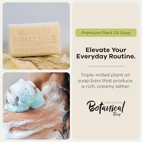 Australian Botanical Soap 6.6 OZ, Pack of 8, Goat Milk Soap Bars with Soya Bean Oil, Enric