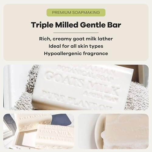Australian Botanical Soap 6.6 OZ, Pack of 8, Goat Milk Soap Bars with Soya Bean Oil, Enric