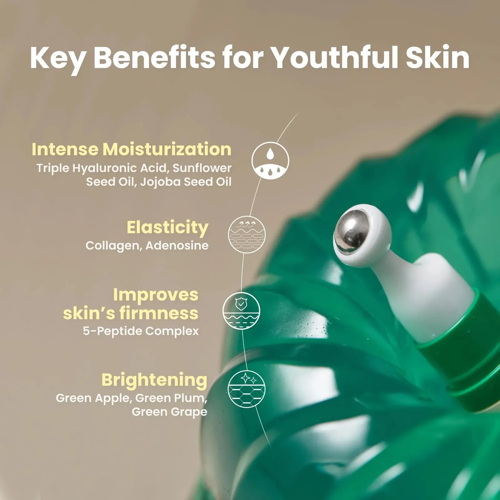 Vegan Eye Serum with Hyaluronic Acid, Peptide, Collagen