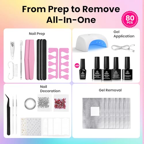 Gel Nail Polish Kit with UV Light 55 Colors