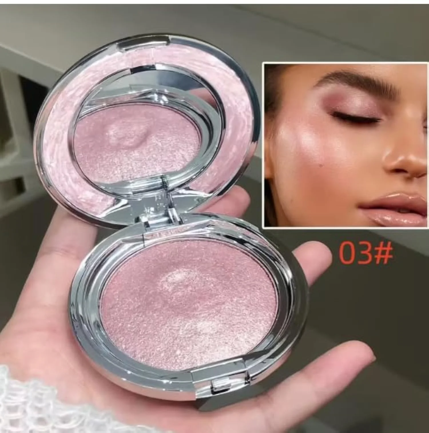 Pink Glow Highlighter – Waterproof Shimmer Cream with Rosy Iridescent Finish | Long-Lasting Radiant Glow for Face & Body | Soft Metallic Pink Highlight for Romantic Dewy L