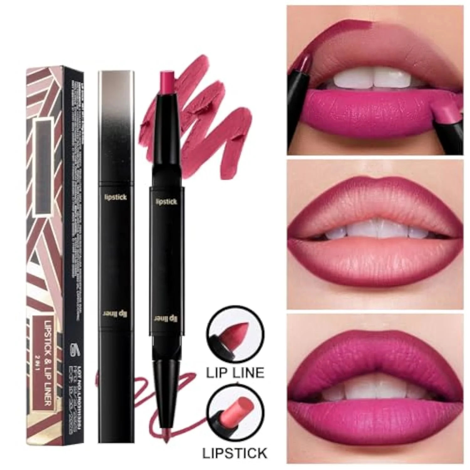 Liquid Lip Liner Lipstick Makeup, Double-Ended 2-in-1 Lip Liner and Matte Lipstick Combo, Waterproof Seamless Lip Stain, Long Lasting All-Day Wear | Matte, Smooth, Durable
