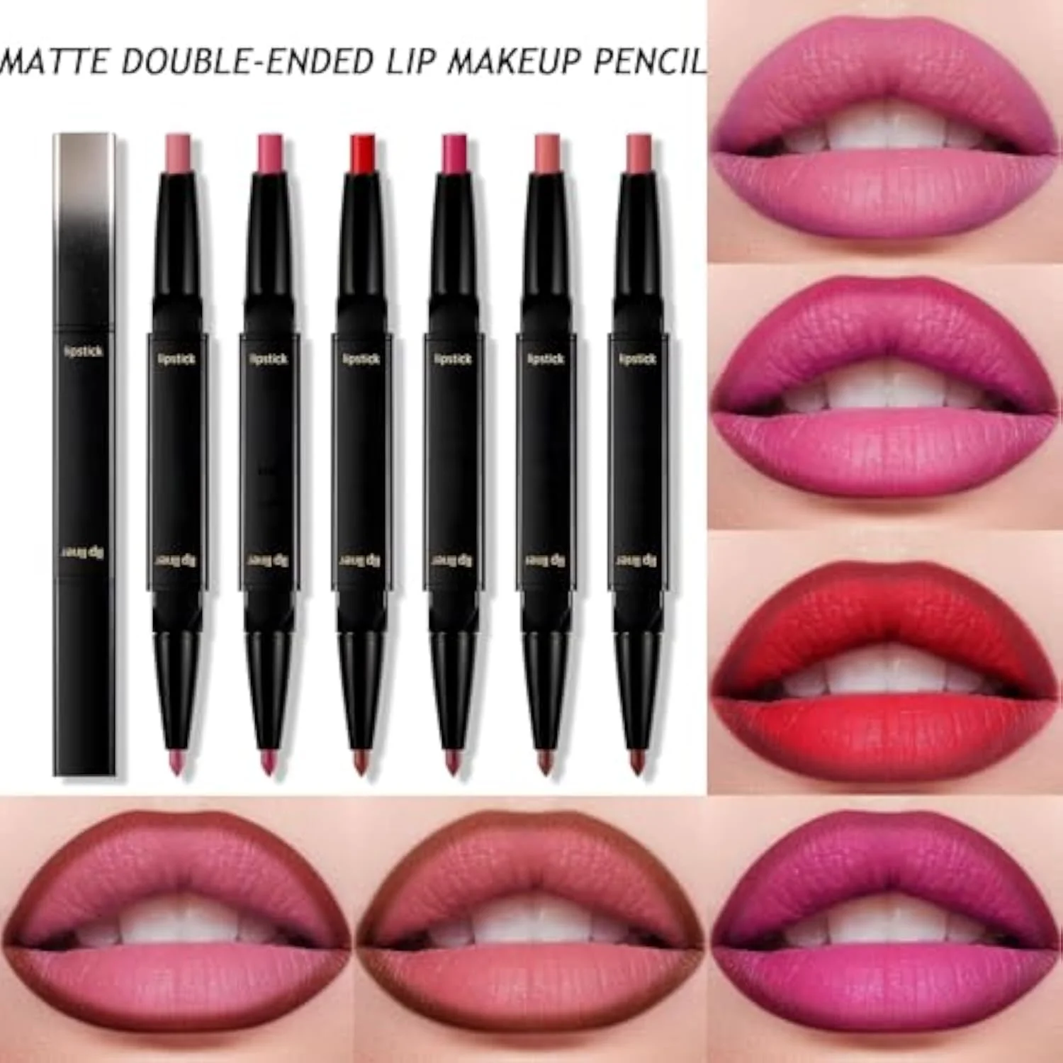 Liquid Lip Liner Lipstick Makeup, Double-Ended 2-in-1 Lip Liner and Matte Lipstick Combo, Waterproof Seamless Lip Stain, Long Lasting All-Day Wear | Matte, Smooth, Durable