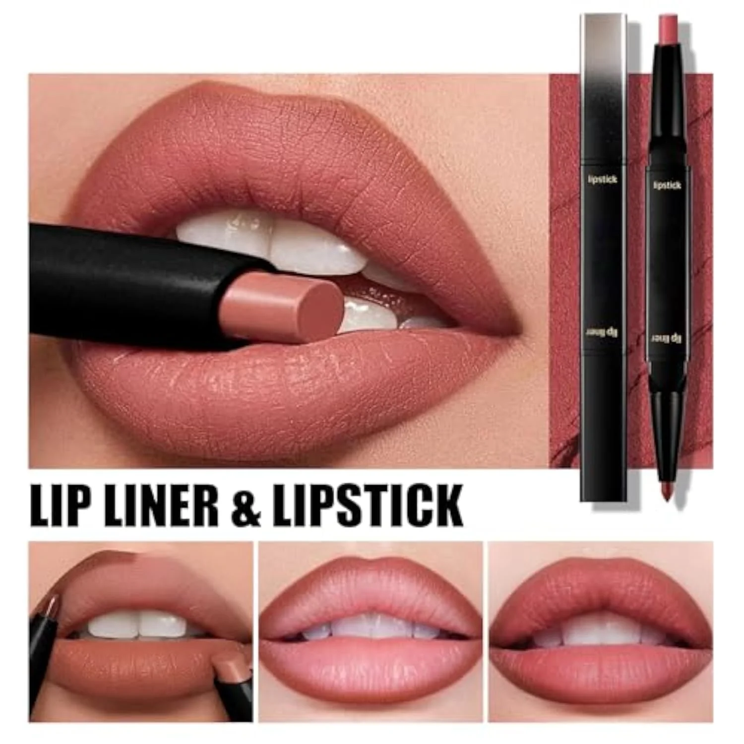 Liquid Lip Liner Lipstick Makeup, Double-Ended 2-in-1 Lip Liner and Matte Lipstick Combo, Waterproof Seamless Lip Stain, Long Lasting All-Day Wear | Matte, Smooth, Durable