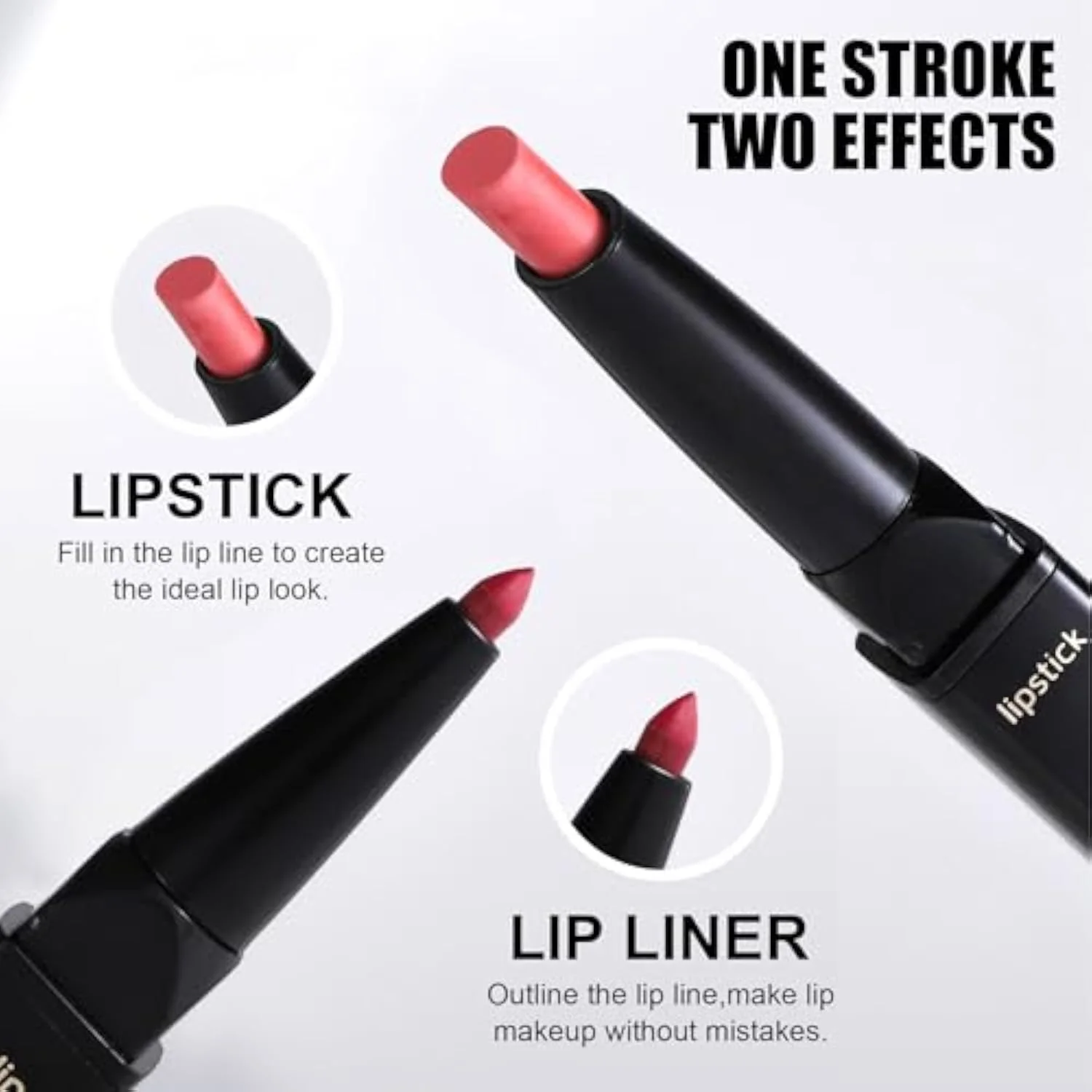 Liquid Lip Liner Lipstick Makeup, Double-Ended 2-in-1 Lip Liner and Matte Lipstick Combo, Waterproof Seamless Lip Stain, Long Lasting All-Day Wear | Matte, Smooth, Durable