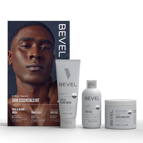 Skin Care Set, Includes Beard Wash, Face Gel & Exfoliating Pads