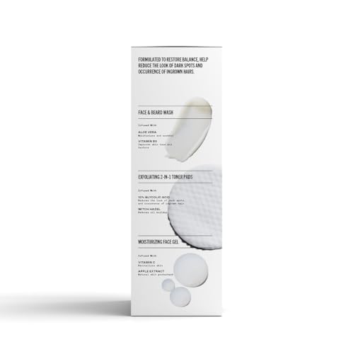 Skin Care Set, Includes Beard Wash, Face Gel & Exfoliating Pads