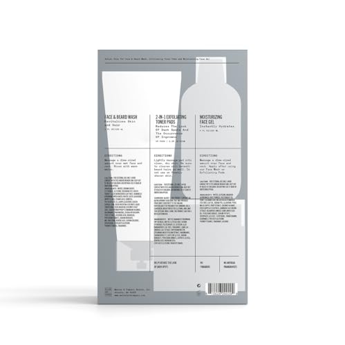 Skin Care Set, Includes Beard Wash, Face Gel & Exfoliating Pads