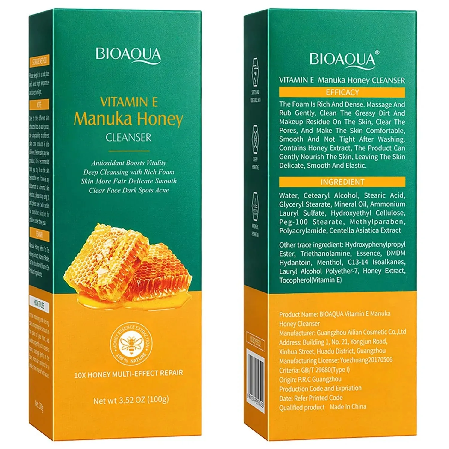 Manuka Honey Facial Cleanser Vitamin E Deep Cleansing Foam