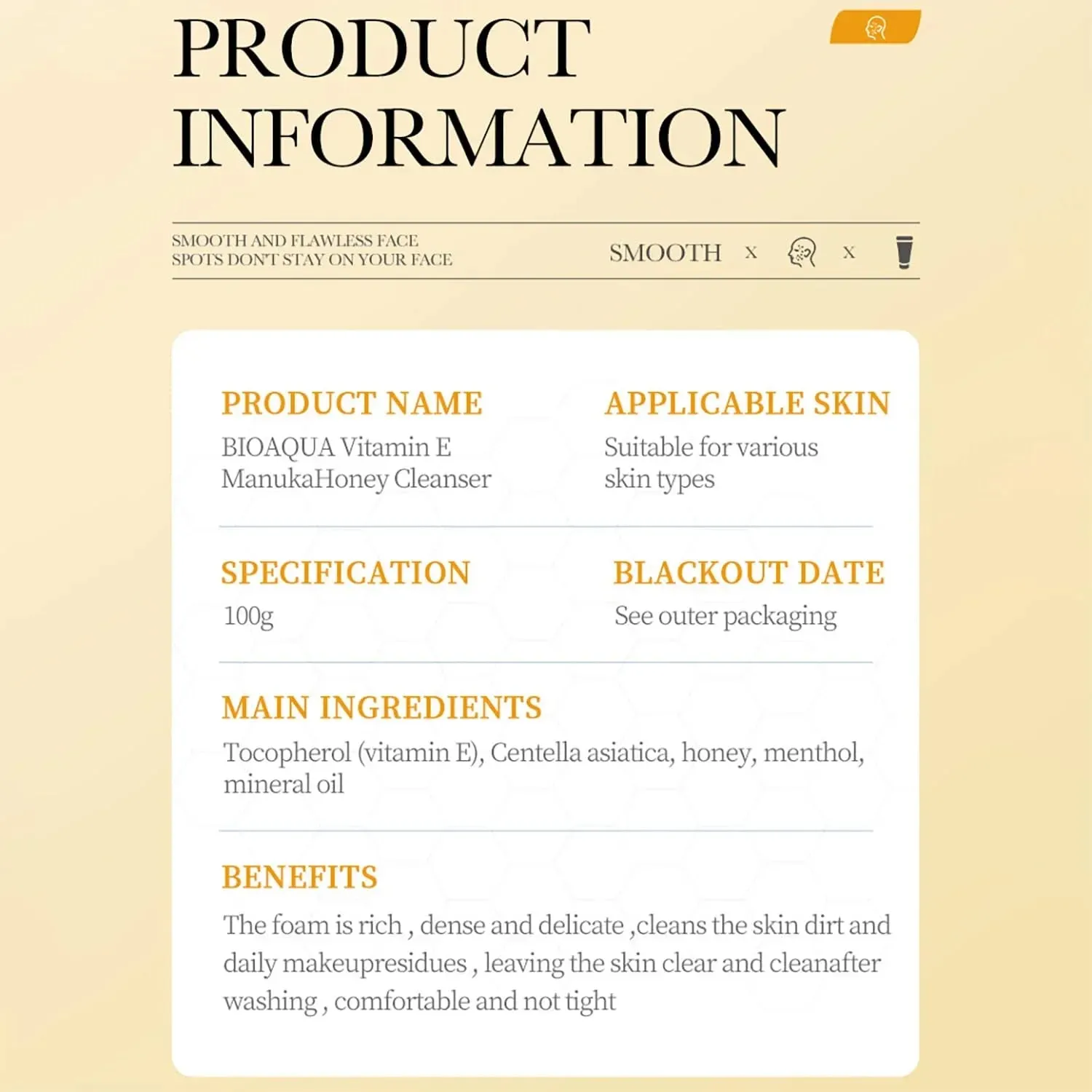 Manuka Honey Facial Cleanser Vitamin E Deep Cleansing Foam