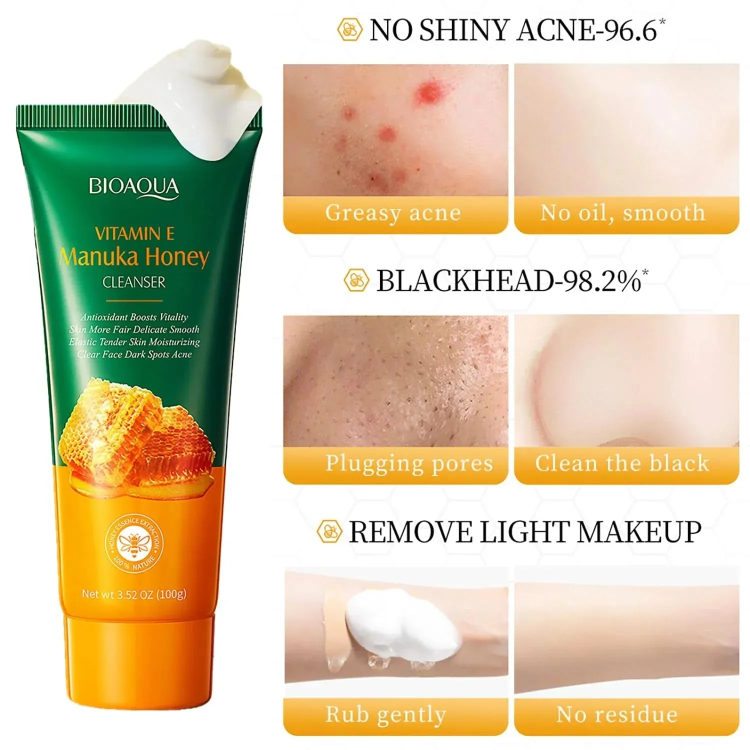 Manuka Honey Facial Cleanser Vitamin E Deep Cleansing Foam