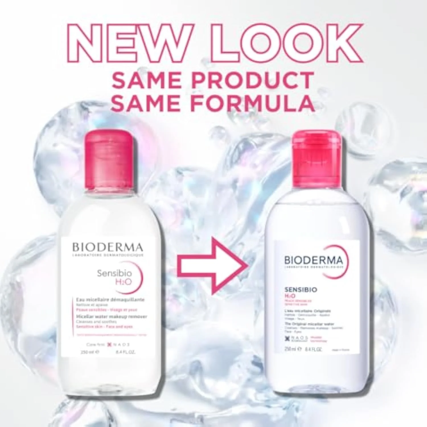 Sensibio H2O Micellar Water, Makeup Remover Cleanser, Gentle for Skin, Fragrance-Free & Alcohol-Free, Gentle Face Cleanser for Sensitive Skin, 8.4 Fl Oz