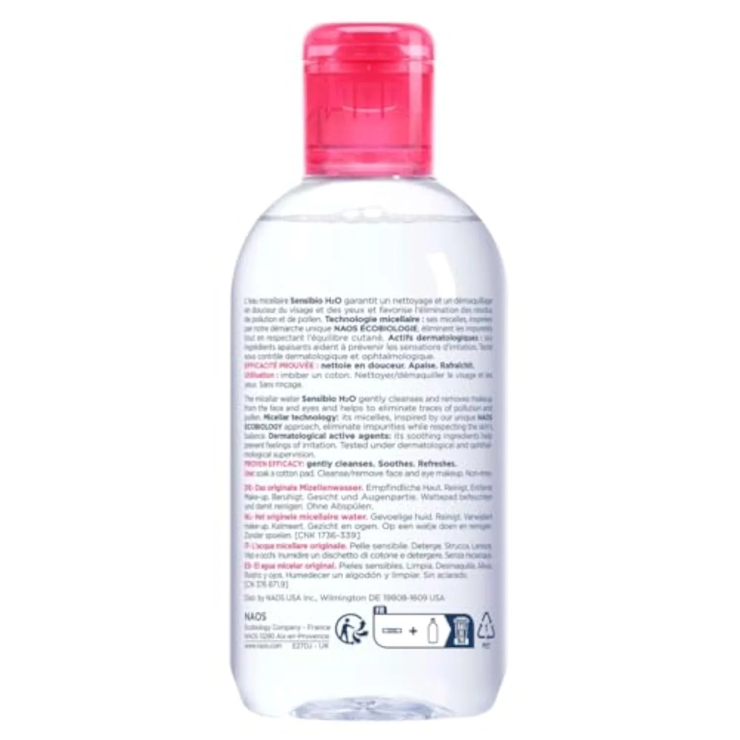 Sensibio H2O Micellar Water, Makeup Remover Cleanser, Gentle for Skin, Fragrance-Free & Alcohol-Free, Gentle Face Cleanser for Sensitive Skin, 8.4 Fl Oz
