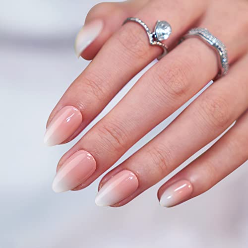 Press On Nails, Vanilla Cream Almond, Medium Almond, Ombre, 32Ct