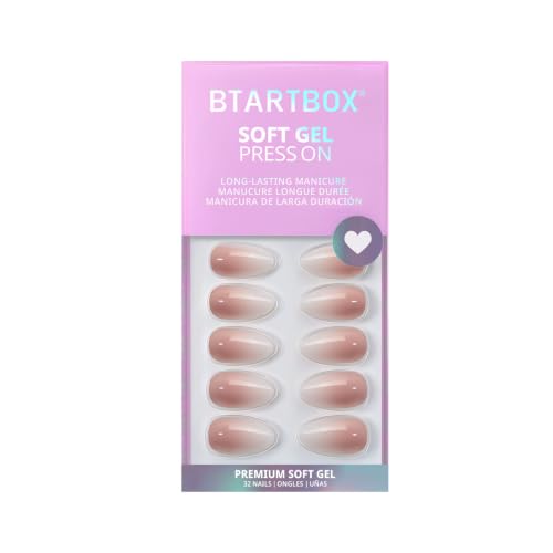 Press On Nails, Vanilla Cream Almond, Medium Almond, Ombre, 32Ct