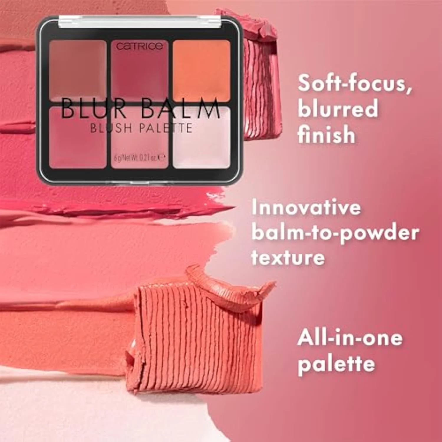 Catrice Blur Balm Blush Palette, 6-in-1 Cream Blush and Highlighter Makeup