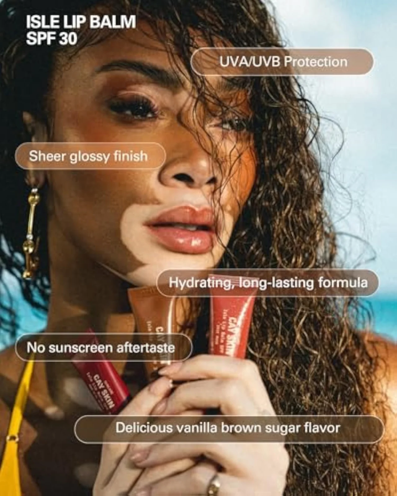 Isle Lip Balm SPF 30 – High Shine, Hydrating + Sheer Lip Gloss in Vanilla Brown Sugar Flavor – Formulated with Natural Ingredients for All Skin Tones – Clear, 0.35 oz