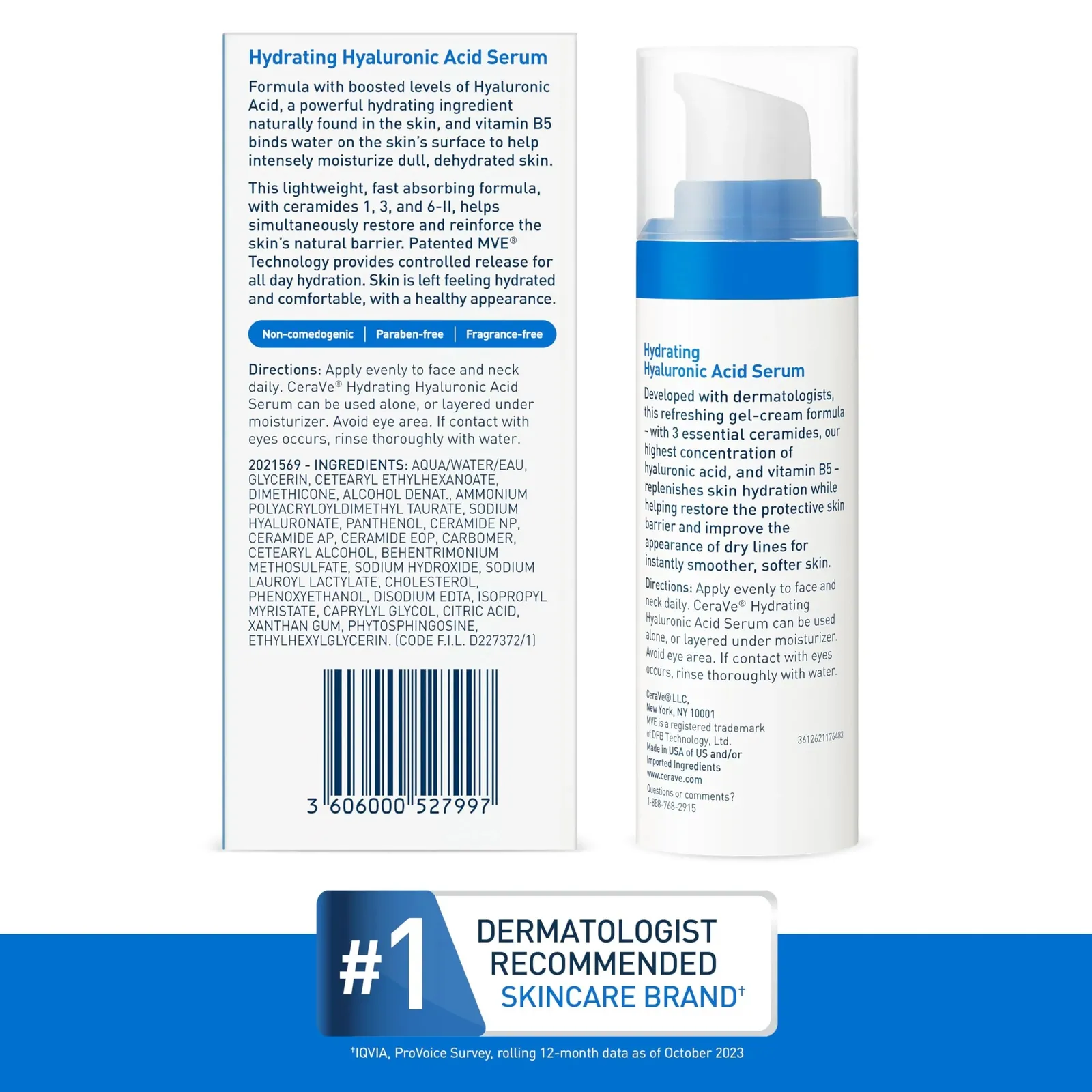 Cerave Hyaluronic Acid Serum for Face with Vitamin B5 and Ceramides