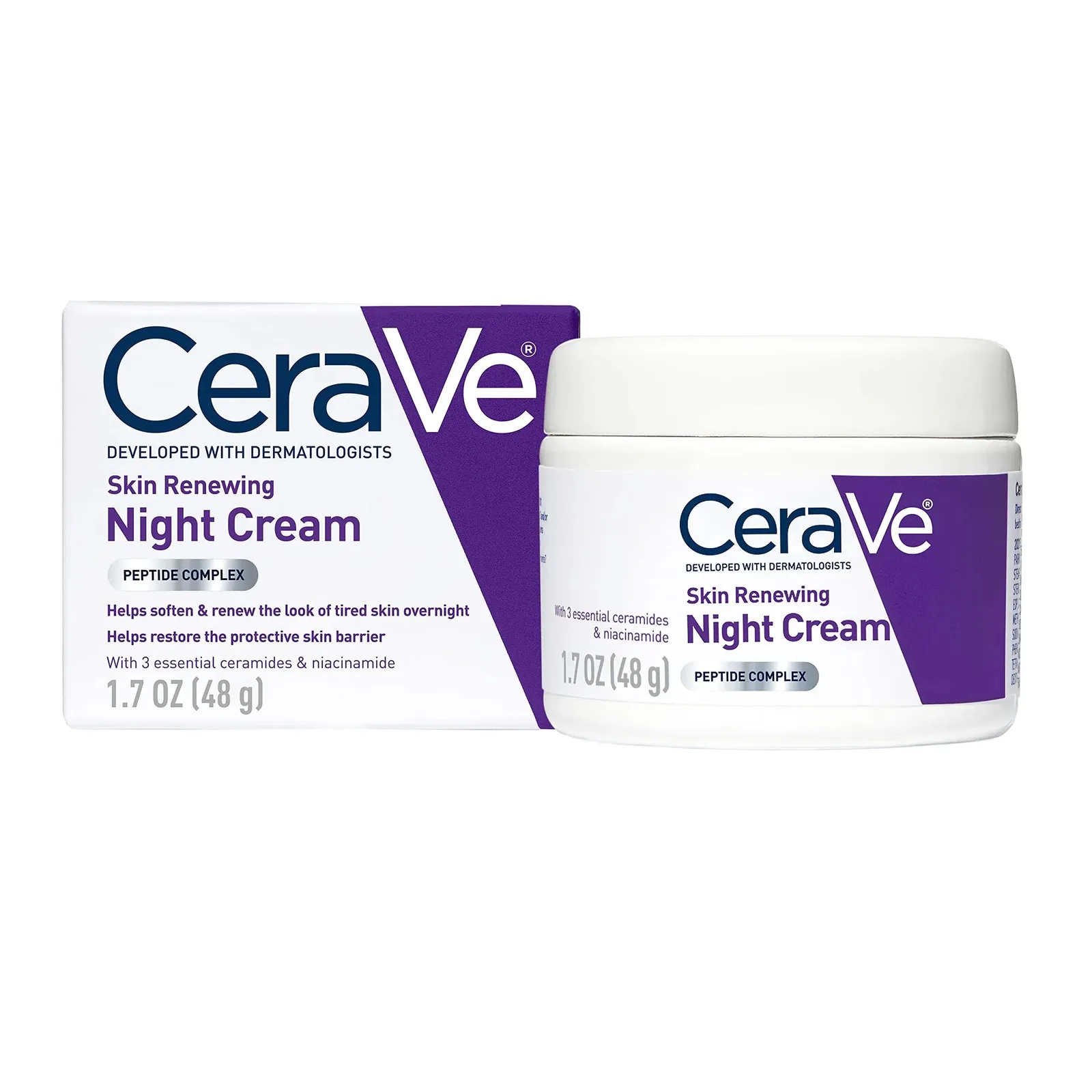Skin Renewing Night Cream, Niacinamide, Peptide Complex, and Hyaluronic Acid Moisturizer